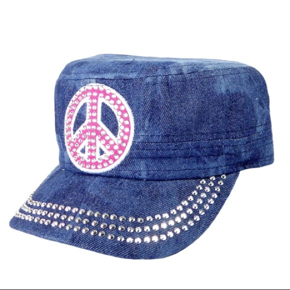 Groovy Vibes Peace Sign Hat Dark Denim - Picture 2 of 3